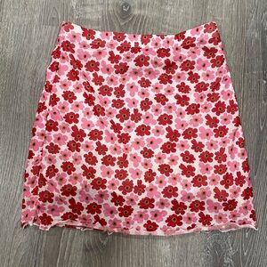 Miniskirt with Red & Pink Flowers